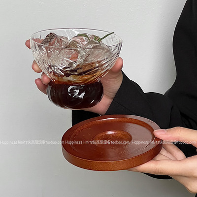 日式轻薄冰川纹宽口玻璃杯水杯