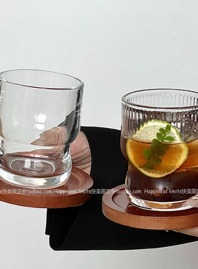 小众ins风胖嘟嘟冰美式咖啡杯牛奶拿铁玻璃杯设计感中古饮料杯子