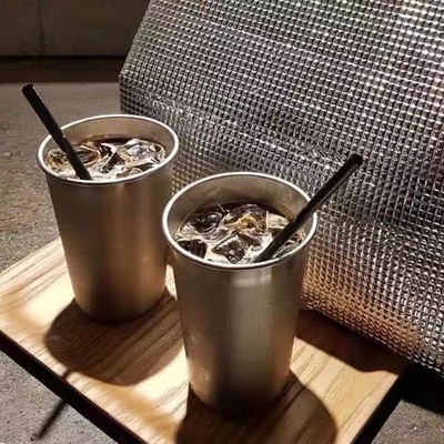 ins北欧风冰拿铁杯咖啡杯冷饮杯果汁杯气泡水杯不锈钢奶茶杯500ml
