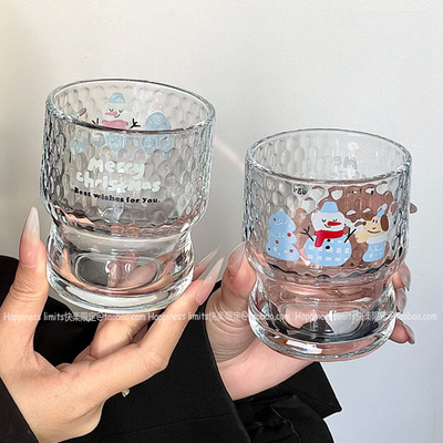 ins风雪人玻璃杯可爱杯子家用