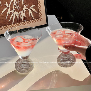 欧式 银钻威士忌酒杯 轻奢ins钻石玻璃杯洋酒杯缠钻红酒杯创意个性