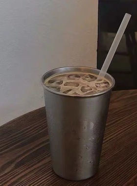 ins北欧风冰拿铁杯咖啡杯冷饮杯果汁杯气泡水杯不锈钢奶茶杯500ml