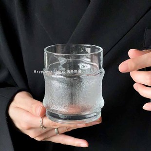 咖啡杯威士忌酒杯子 ins风玻璃杯手感水杯冰美式 日式 高级感挂冰杯
