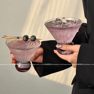 ins创意玻璃杯轻奢高颜值漂亮杯子咖啡杯鸡尾酒杯果汁杯茶水杯子