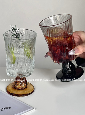 北欧宫廷风冰川高脚杯轻奢高级感红酒杯小众咖啡杯果汁杯饮品杯子