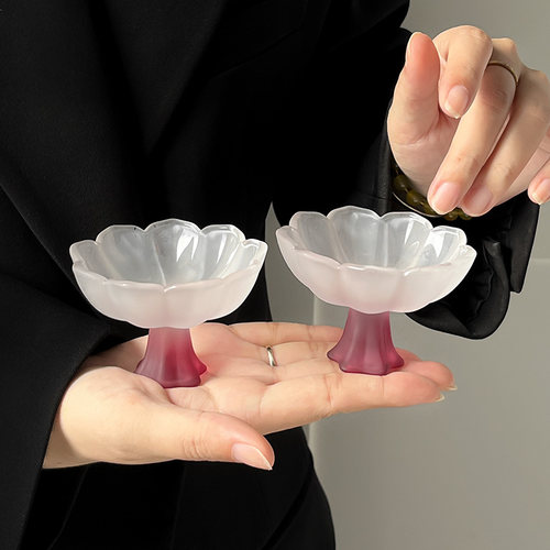 国潮风主人茶杯品茗杯莲花高脚