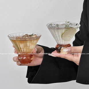 高颜值ins小众设计香槟杯饮品果汁杯玻璃杯法式 咖啡杯 中古冰美式