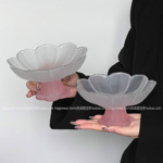 ins风复古磨砂粉宝莲盏灯水果盘家用零食干果盘客厅糕点点心盘子