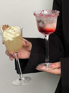 ins风高脚杯红酒杯子家用高颜值玻璃葡萄酒香槟杯轻奢高档甜品杯