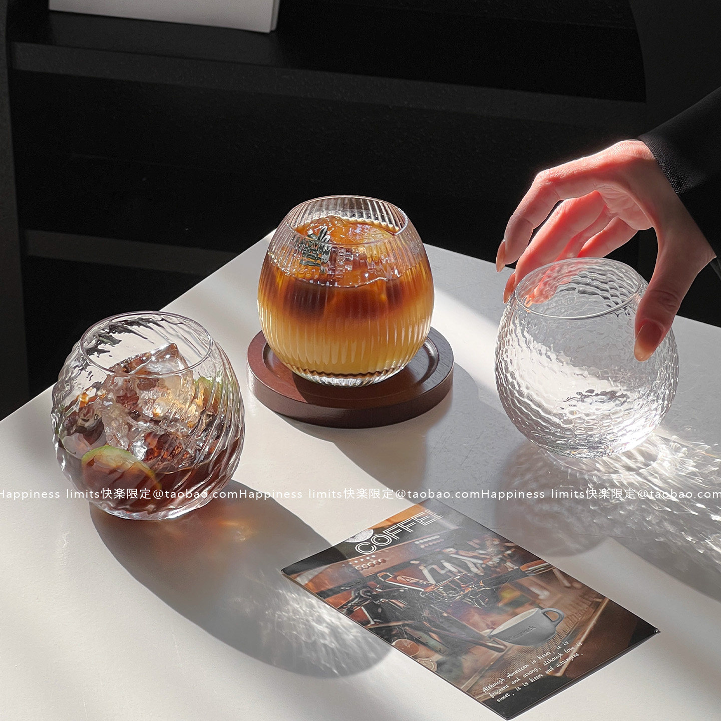 ins风鹅蛋玻璃杯茶杯复古家用果汁饮料杯喝水杯饮品牛奶杯透明杯