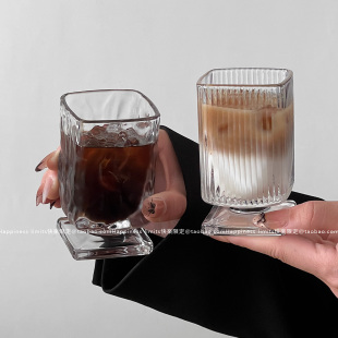 设计感小众矮脚玻璃杯牛奶咖啡杯果汁杯鸡尾酒杯水杯高级感冷萃杯