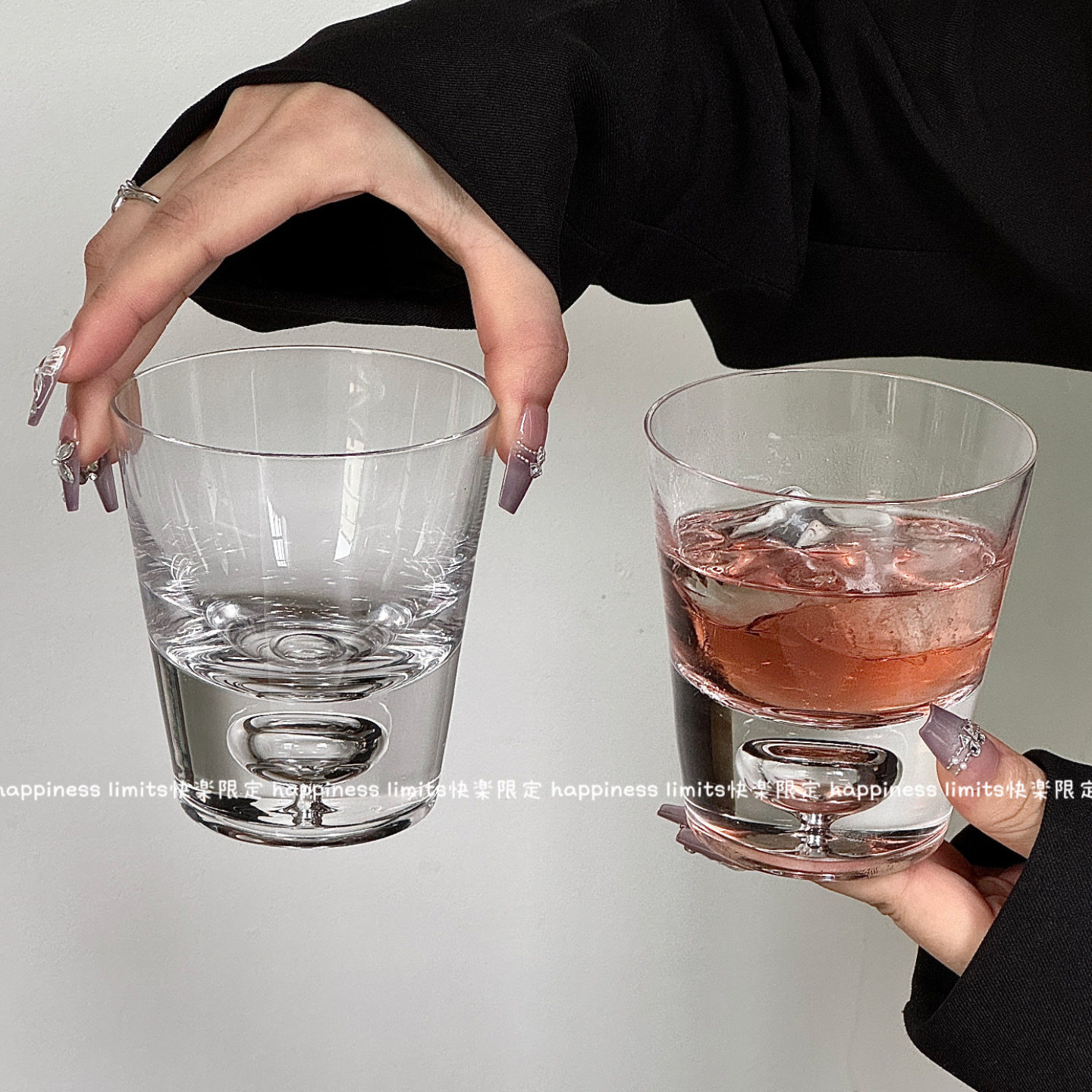 250ml威士忌纯饮杯网红啤酒杯白兰地玻璃高端厚底洋酒杯酒吧杯子