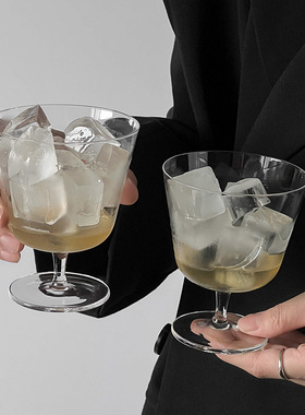 ins风冰美式拿铁咖啡杯超薄轻薄鸡尾酒杯透明玻璃杯冷饮调饮杯子