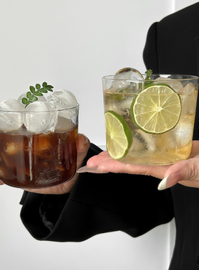 ins风高颜值玻璃阔口杯国风果茶杯咖啡杯轻薄鸡尾酒杯冷萃茶杯子