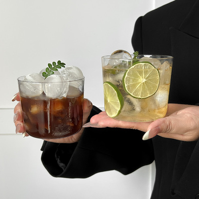 ins风玻璃阔口杯国风果茶杯轻薄