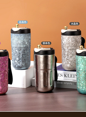 纯钛保温杯智能测温显温钛杯车载商务礼品杯真空泡茶杯子茶水分离