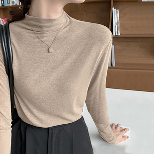 显瘦内搭韩版 t恤修身 百搭洋气上衣 女长袖 欧货春秋冬半高领打底衫