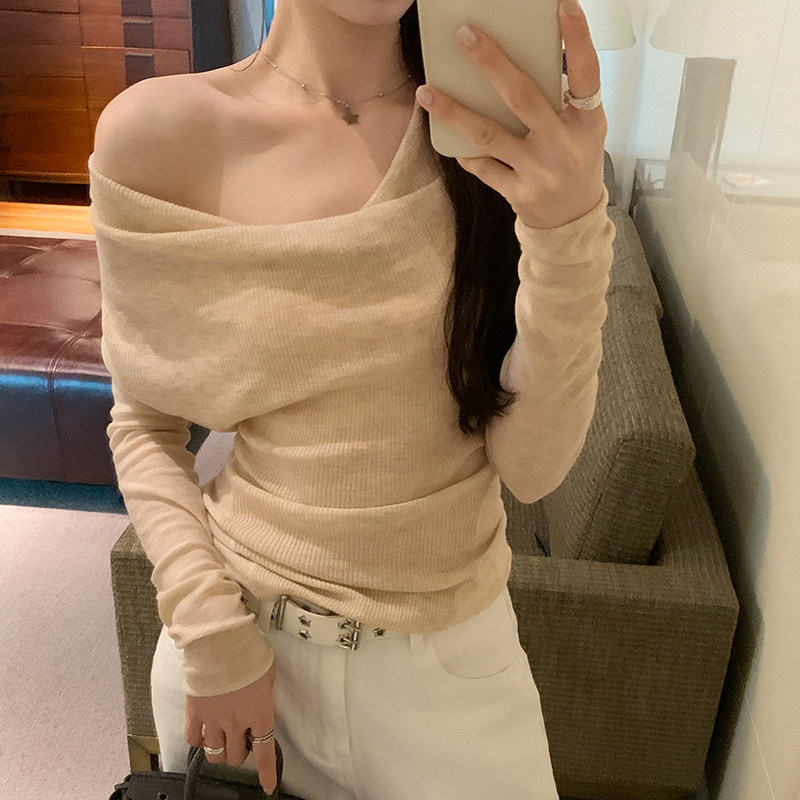 荡领温柔小香风薄款长袖针织衫女秋冬季新款韩系气质修身百搭上衣,女装/女士精品,T恤,淘宝优惠券,粉丝福利购,淘宝优惠卷