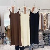 2025纯色小众女夏季 吊带中长裙内搭宽松显瘦百搭内衬背心长裙子潮