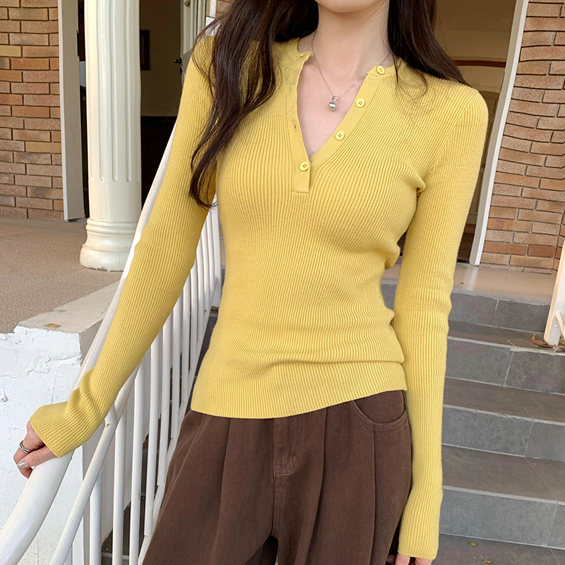 简约长袖内搭打底针织衫女