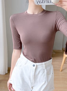 上衣女ins中袖T恤修身打底