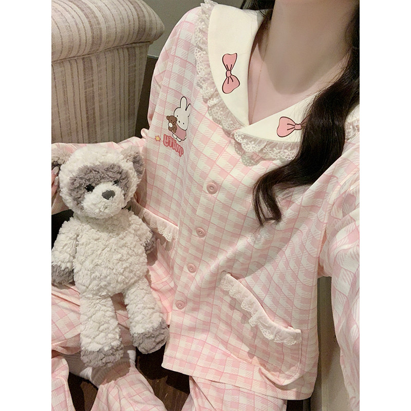 晚眠可爱睡衣女款春秋长袖大码秋冬季公主风家居服套装2026年新款