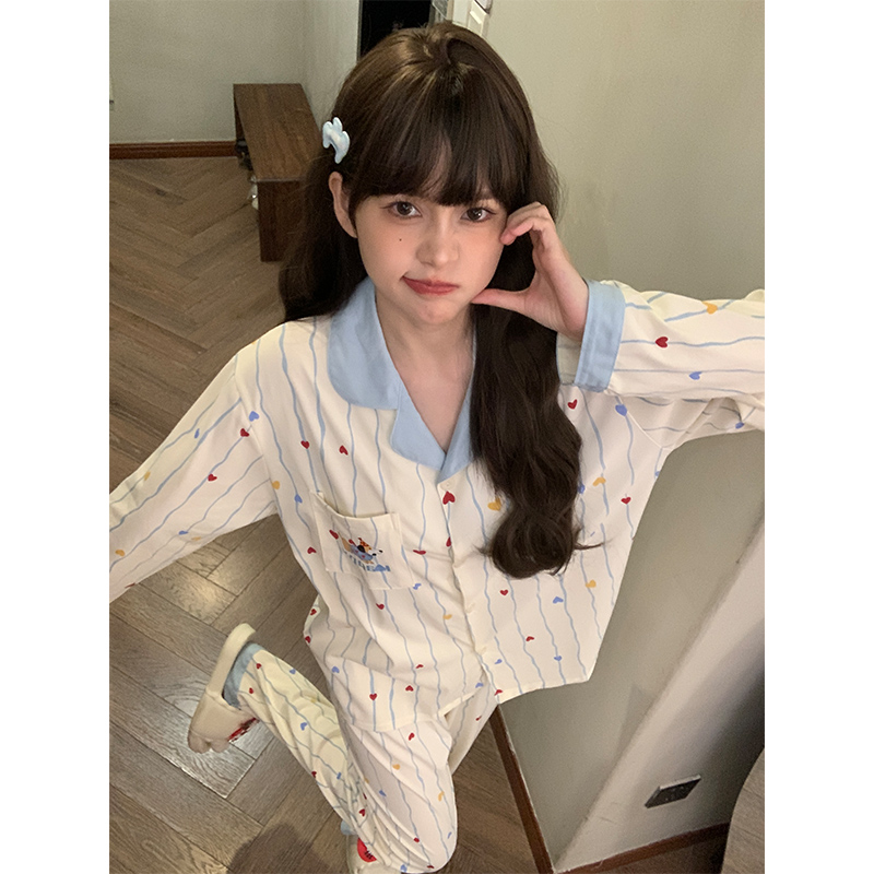 晚眠带胸垫睡衣女款春秋纯棉长袖卡通2025年新款秋冬季大码家居服