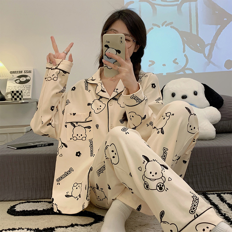 晚眠带胸垫睡衣女款春秋季长袖帕恰狗2025年新款秋冬大码家居服