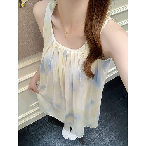 夏季带胸垫睡裙女纯棉2025新款睡衣油画风背心可外穿大码家居服