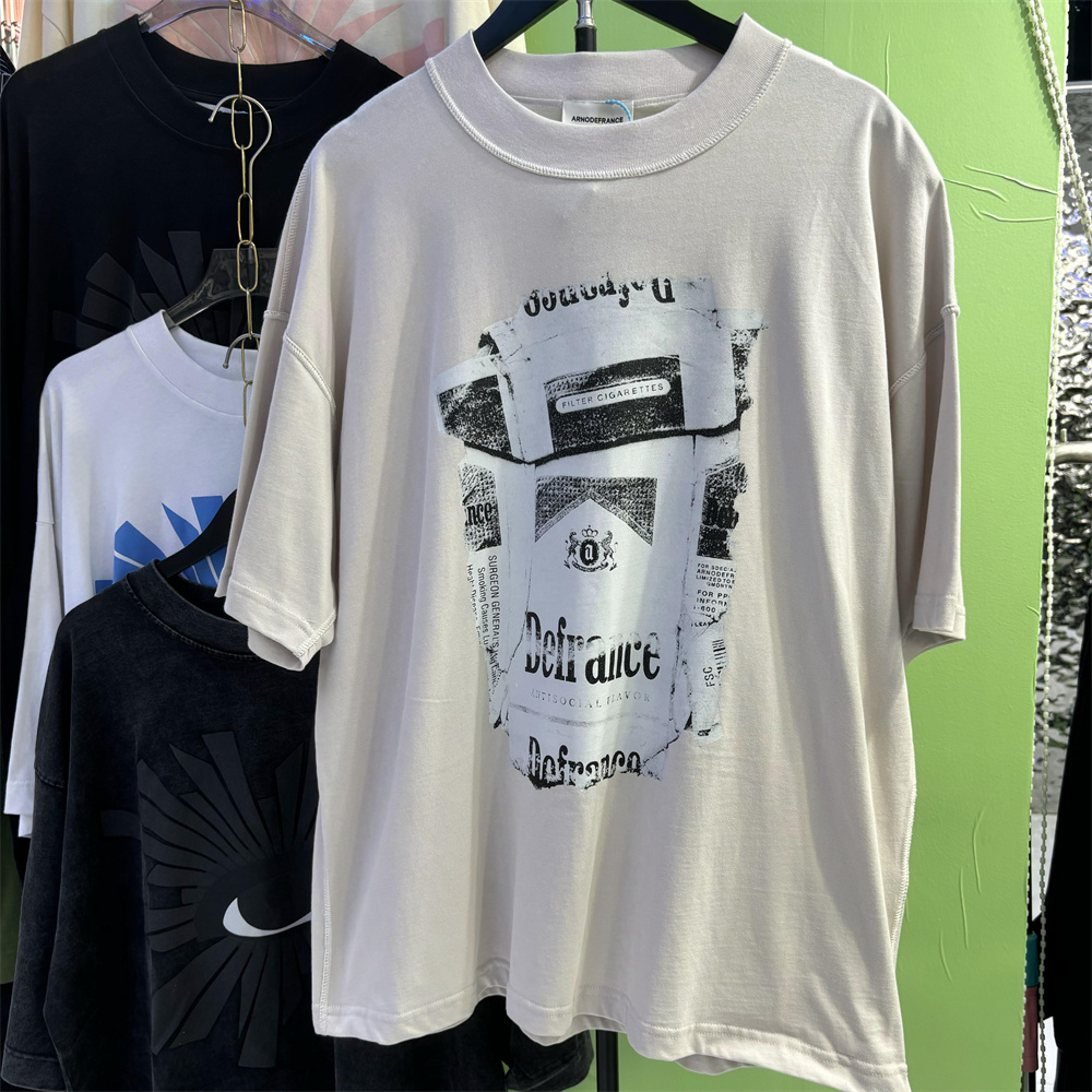 潮牌印花黑白万宝路烟盒短袖T恤