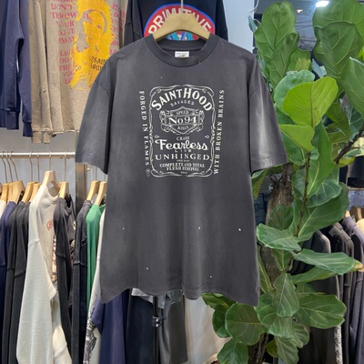 美式复古做旧印花宽松短袖T恤