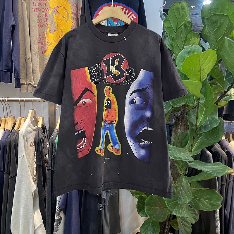 Saint美式嘻哈卡通印花短袖T恤