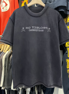 档口实拍 Saint xxx stb Project G/R美式骷髅字母印花短袖T恤男