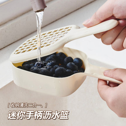 日式迷你洗水果神器新款家用清洗篮厨房小洗菜盆带手柄蓝莓沥水篮