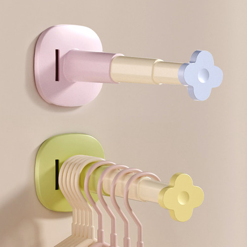 壁挂伸缩衣架收纳架免打孔