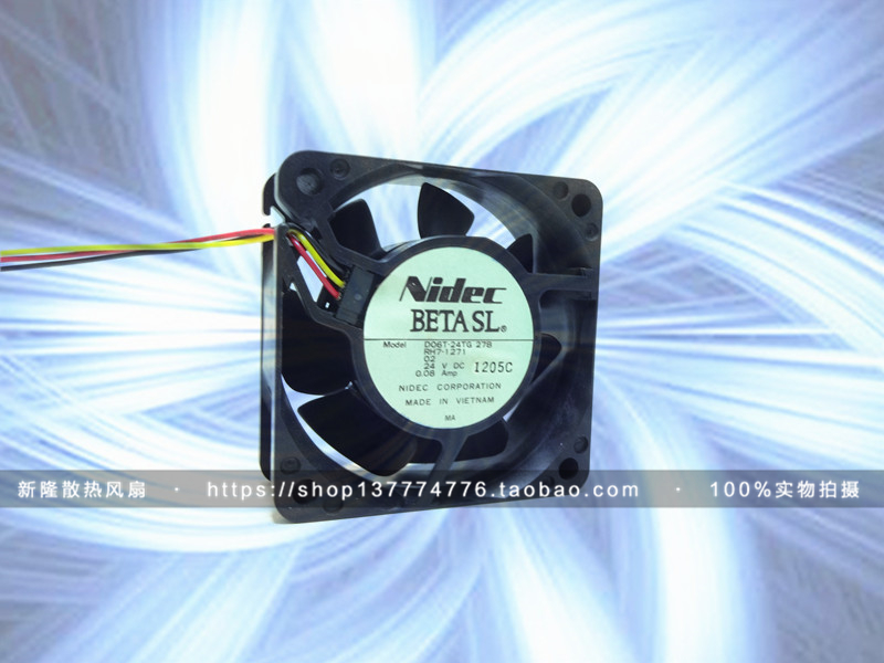 Nidec 6025 24V 0.08A 6CM 6厘米 D06T-24TG 27B 3线 变频器风扇