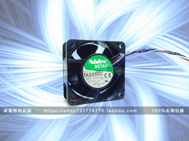 Nidec TA225DC B35198-35 6025 12V 0.14A PWM温控4线 机箱风扇