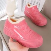 雨鞋 厚底防水女鞋 防滑加绒保暖外穿短筒防水鞋 新款 浅口内增高雨鞋