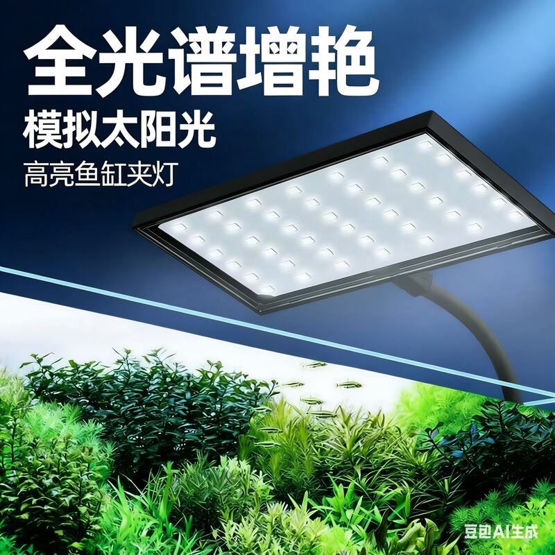 水陆灯照明灯水草接口LED爆藻照明灯光谱夹灯缸全鱼缸水族小usb图片