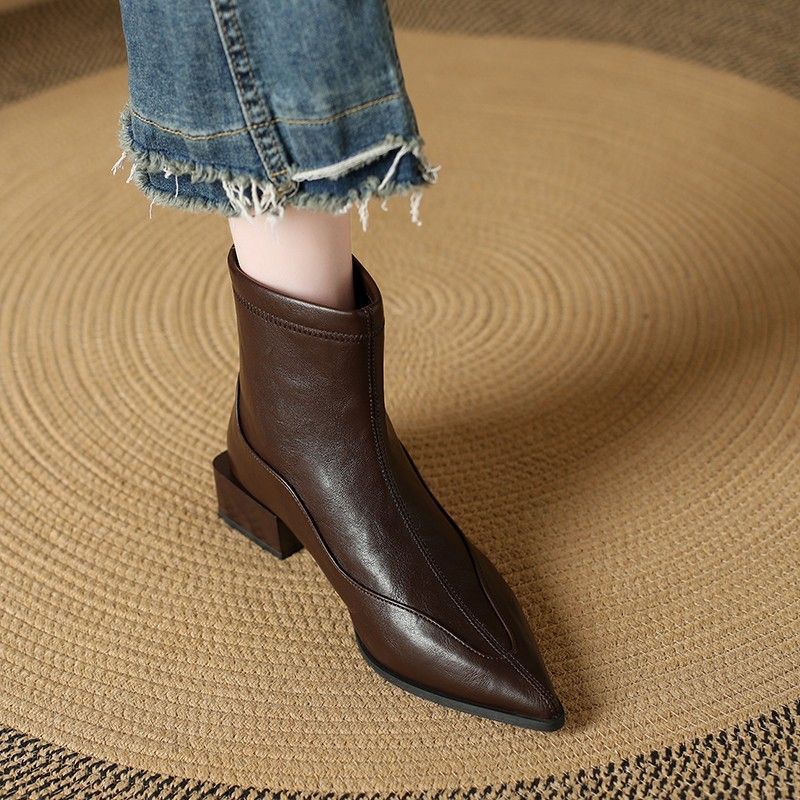 2025新款女士瘦瘦靴显瘦拉链裸靴
