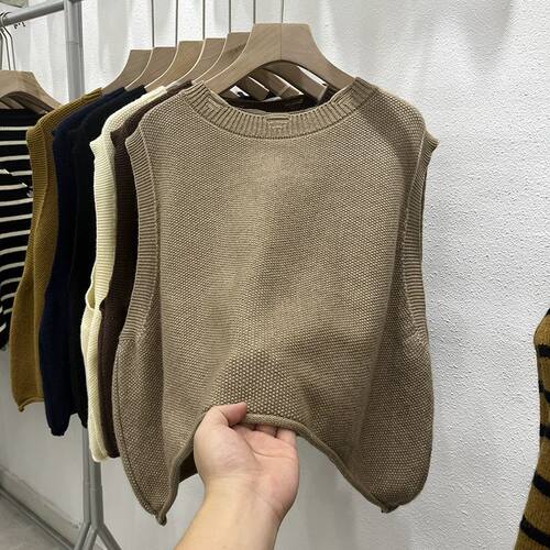 韩版圆领针织马甲女秋季宽松