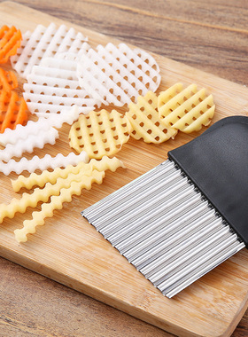 深波纹土豆波浪刀波纹刀不锈钢狼牙土豆刀切条器菜薯格花小吃神器