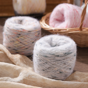 彩点马海毛摇粒绒彩虹糖豆豆线手工包勾针diy发夹发卡玩偶材料线