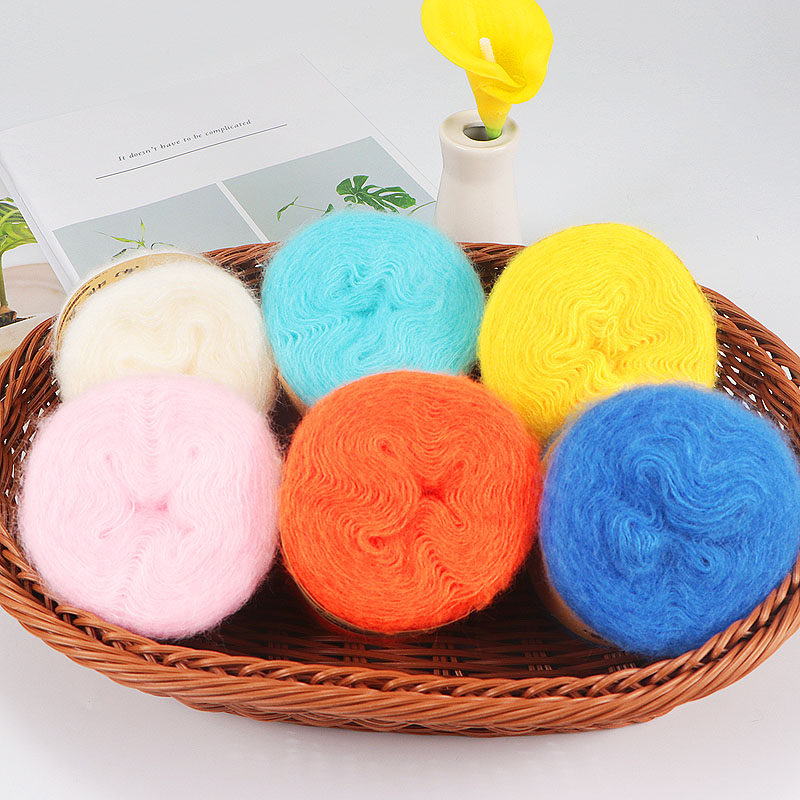SILK MOHAIR HAND-WOVEN DIY SHAWL SCARF FINE THREAD PLUSH THREAD MINK CASHMERE FINE WOOLEN YARN BALL