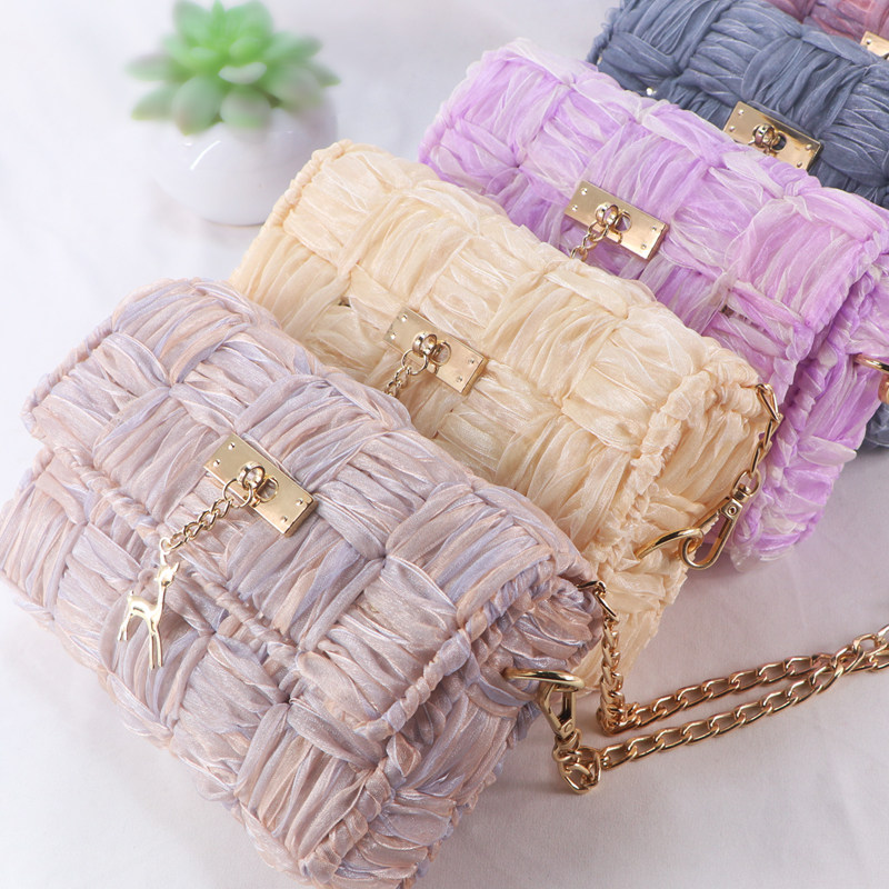 RIBBON MESH HOMEMADE CROSSBODY HANDMADE ADULT DIY MATERIAL BAG CROCHET WOOL HYUN YA KNIT BAG