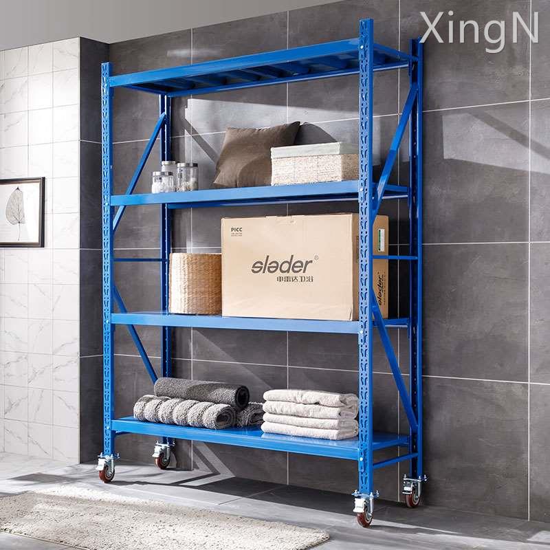 仓储货架带轮家用组合置物架仓库轻型货架展示架多层杂物间铁架子