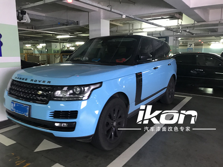 广州实体店贴膜阿布扎比蓝改色膜整车贴膜全车身哑光改装贴纸