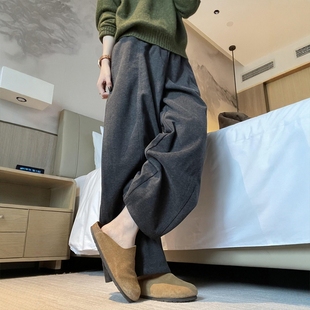 休闲弯刀裤 加绒加厚毛呢阔腿裤 小个子垂感直筒裤 2025新款 女秋冬季