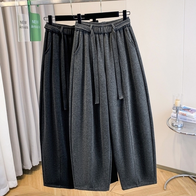 加绒弯刀裤女秋冬休闲直筒卫裤子