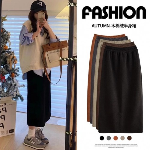 灯芯绒半身裙女秋冬季中长款长裙